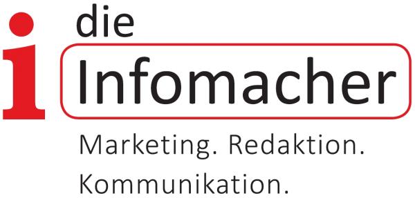 Wenn Sie Macher suchen, die Ihre Aufgaben mit Hirn, Herz und Hand umsetzen. Logo der Firma die Infomacher - Marketing, Redaktion, Kommunikation
